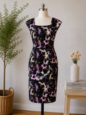 $495 MILLY Floral Print Cotton Sleeveless Sheath Dress XS